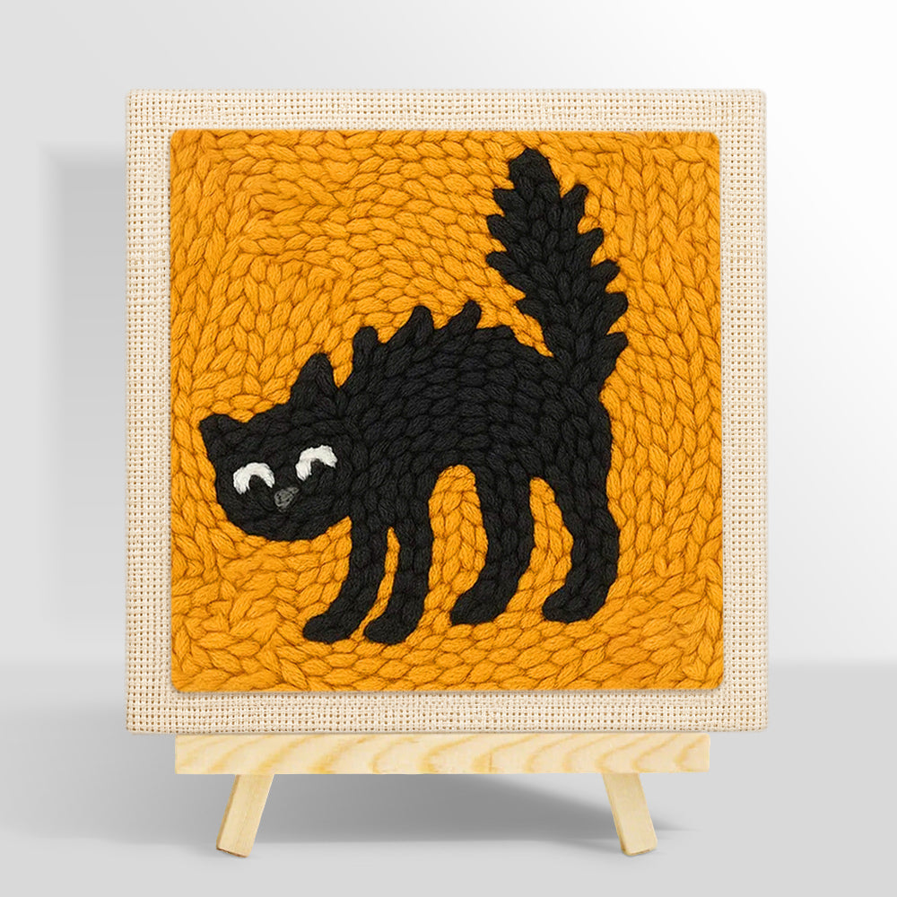 Spoof scaredy cat punch needle kit for beginners