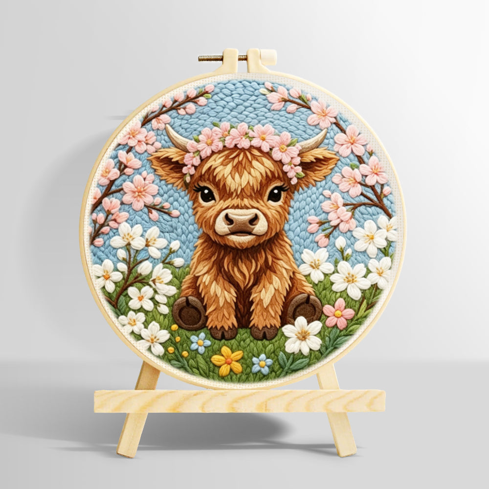 Spring highland cow punch needle kit for beginners
