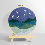 Starry mountain night landscape punch needle kit for beginners