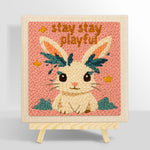 "Stay playful" bunny punch needle kit for beginners