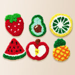 Strawberry, avocado and pineapple punch needle coaster kit finished handmade coasters