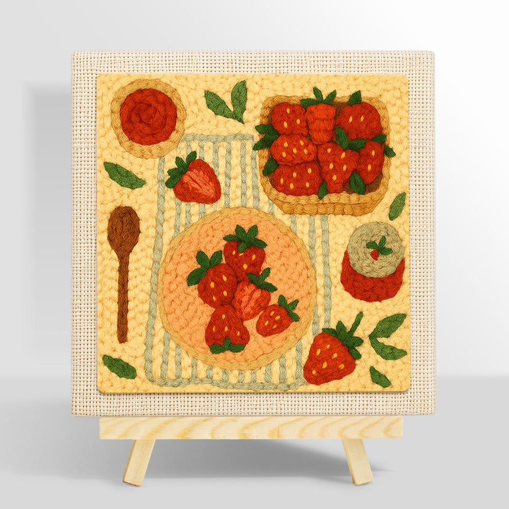Strawberry dessert collection punch needle kit for beginners