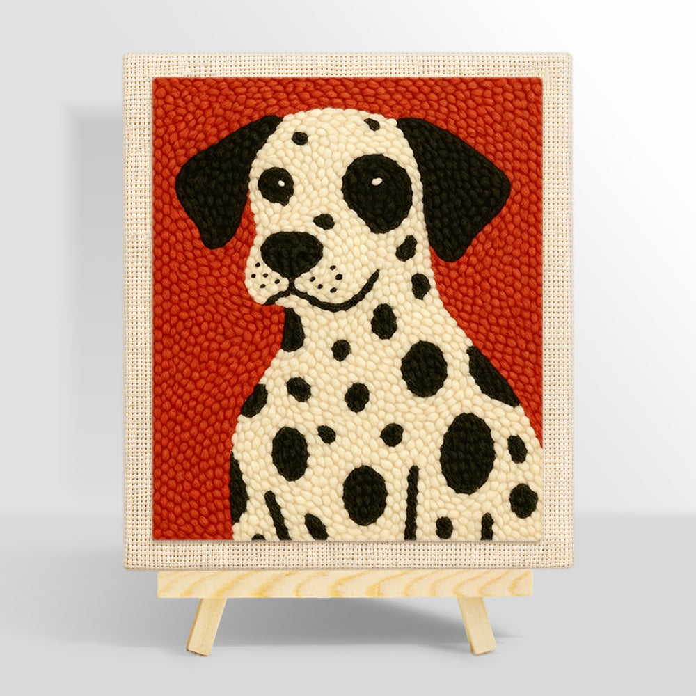 Stylish dalmatian portrait punch needle kit for beginners
