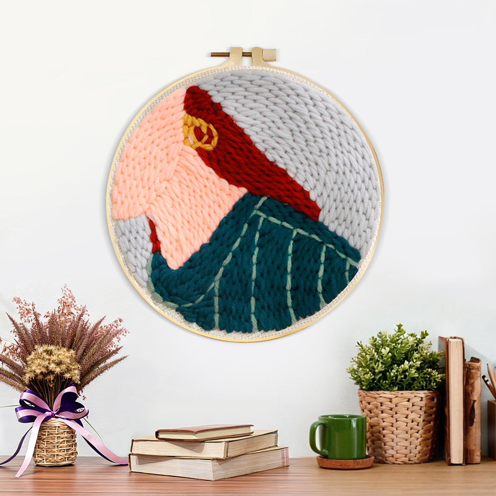 Finished stylish red-haired lady artwork displayed on a wall