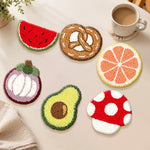 Summer fruit and snack punch needle coasters used for home decoration