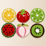 Summer fruit slice punch needle coaster kit finished handmade coasters