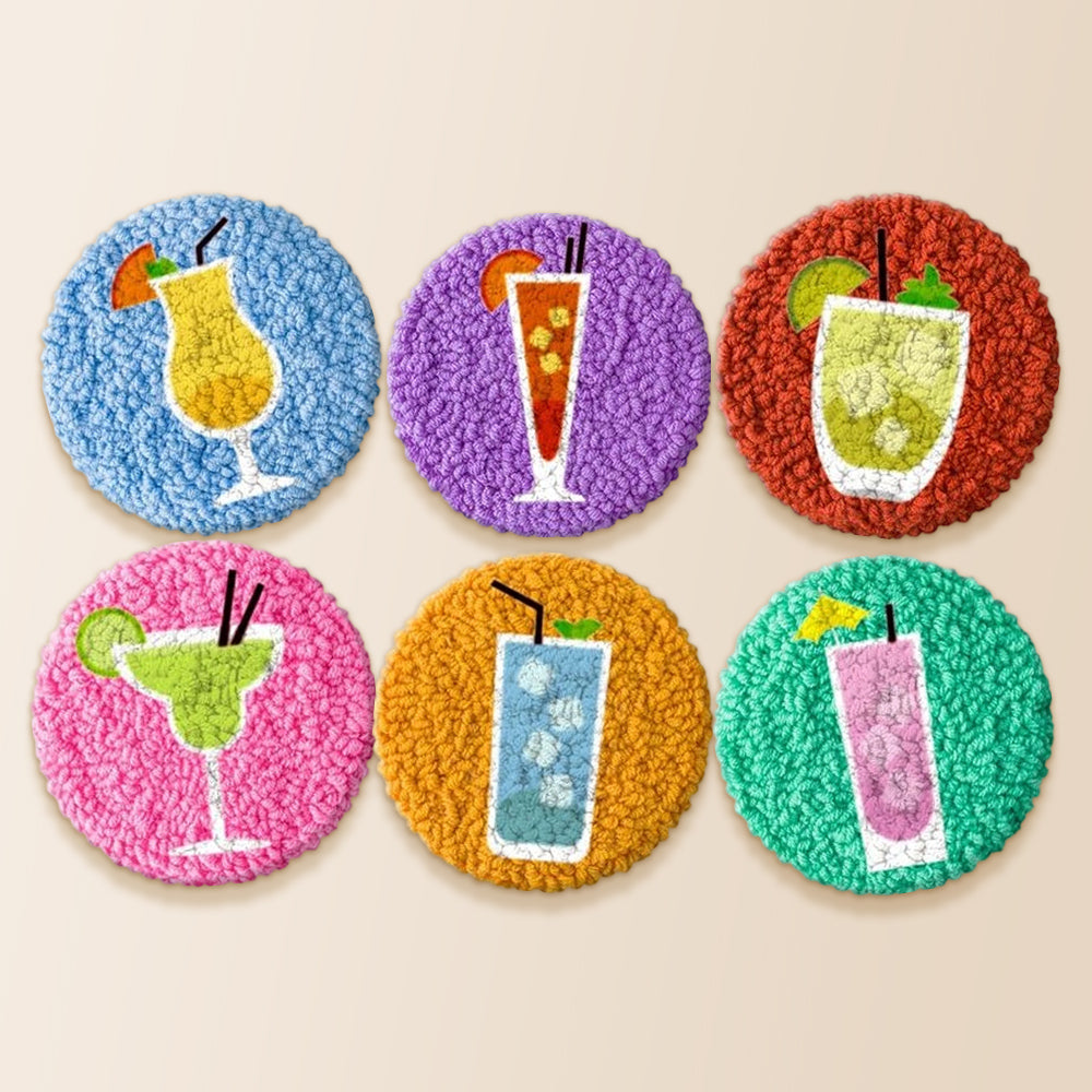 Summer margarita and cocktail punch needle coaster kit finished handmade coasters