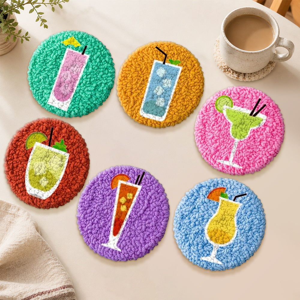 Summer margarita and cocktail punch needle coasters used for home decoration