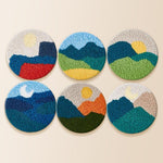 Summer mountain ranges punch needle coaster kit finished handmade coasters