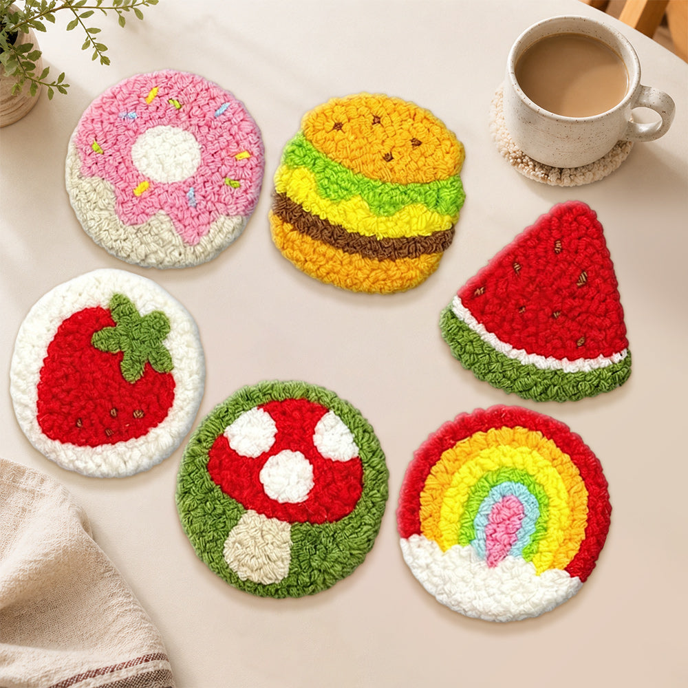 Summer picnic food punch needle coasters used for home decoration