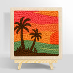Summer sunset and palm trees punch needle kit for beginners