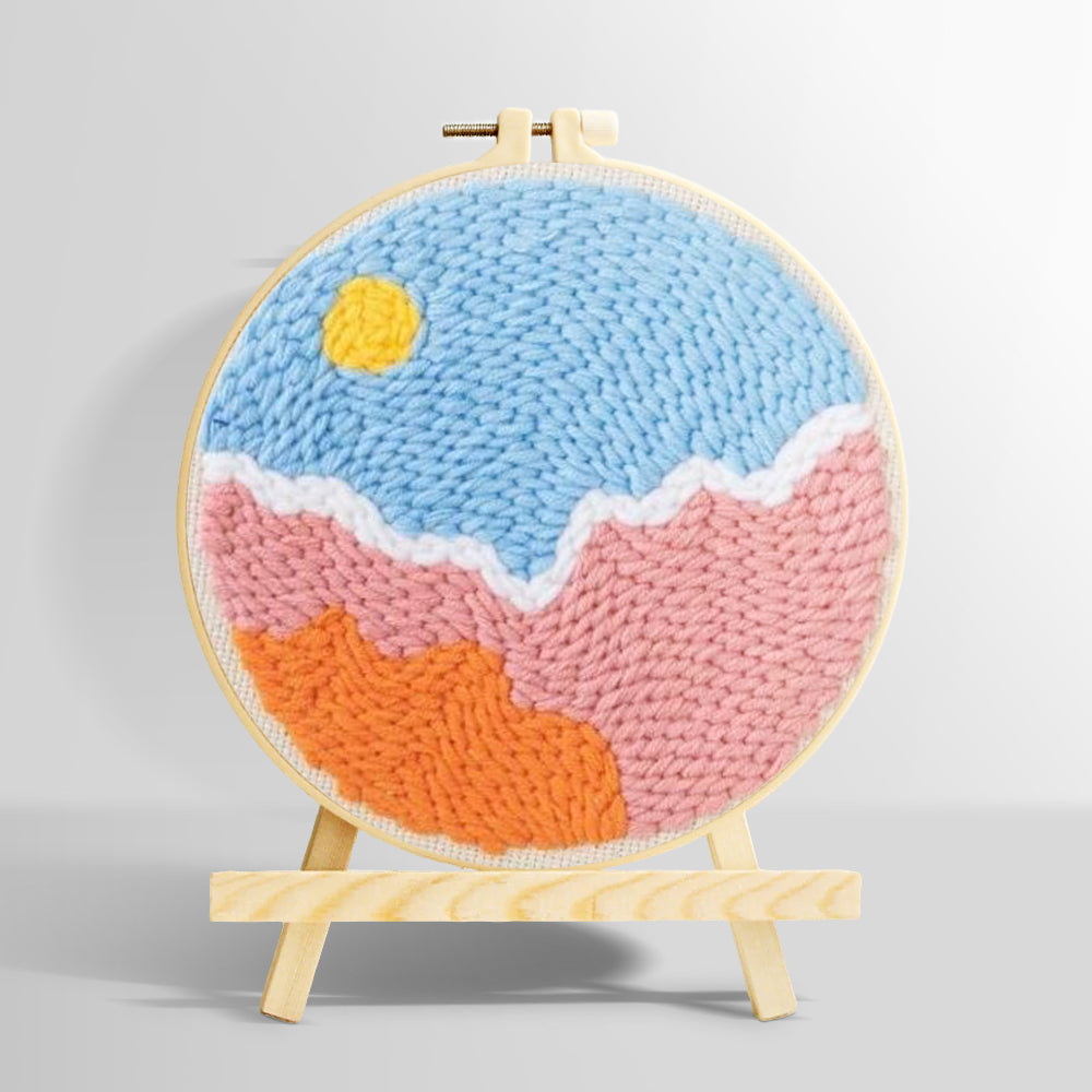 Sun over colourful clouds punch needle kit for beginners