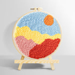Sun over colourful mountains punch needle kit for beginners