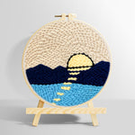 Sun over mountains and water punch needle kit for beginners