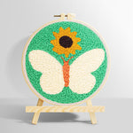 Sunflower and white butterfly punch needle kit for beginners
