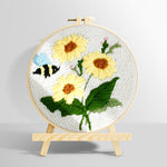 Sunflowers and buzzing bee punch needle kit for beginners