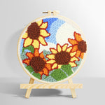 Sunflowers under blue sky punch needle kit for beginners