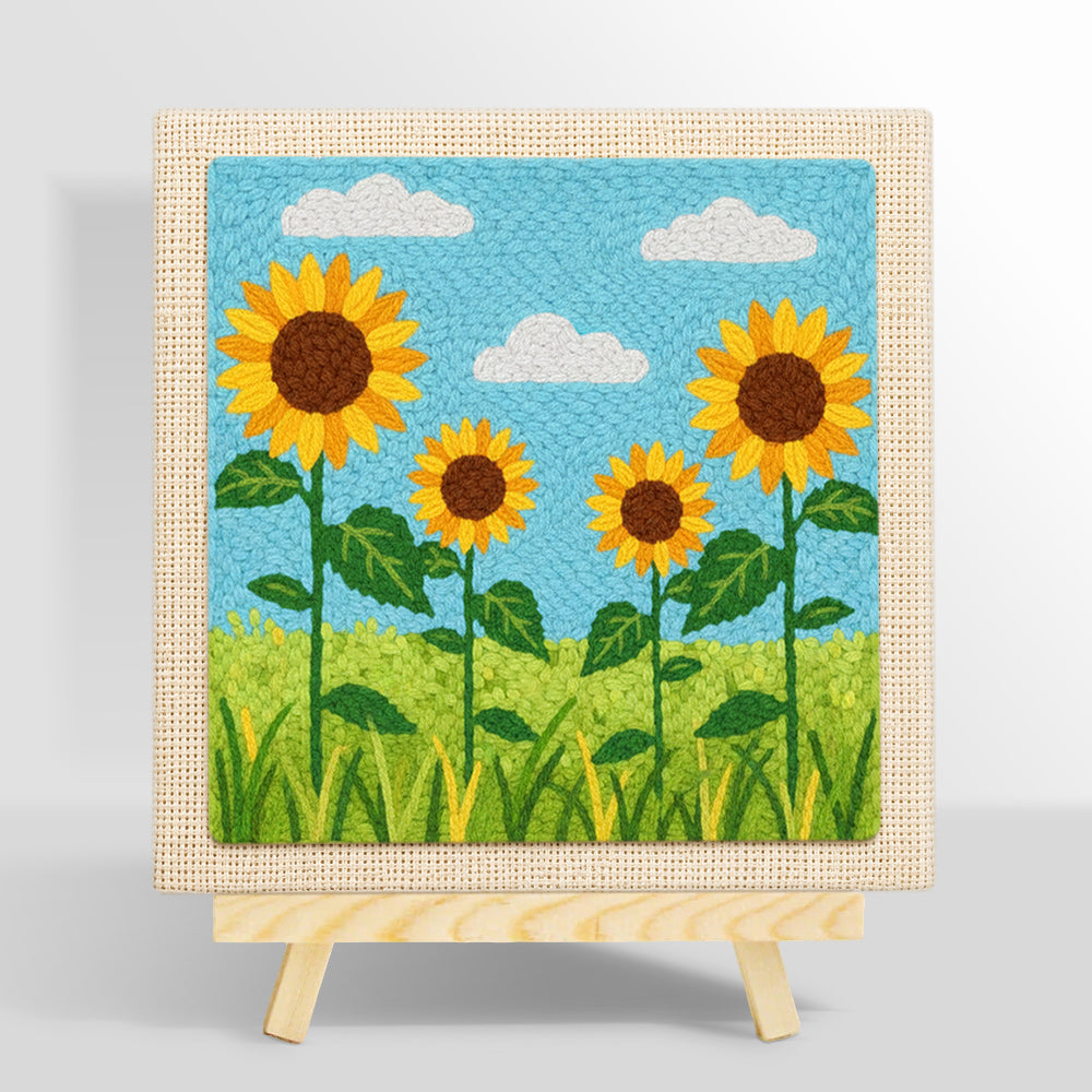 Sunflowers under the sky punch needle kit for beginners