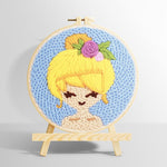 Sunny blonde girl punch needle kit for beginners