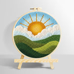 Sunny morning over green hills punch needle kit for beginners