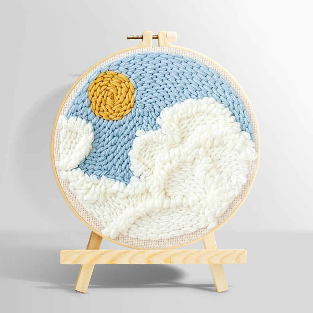 Sunny sky with clouds punch needle kit for beginners