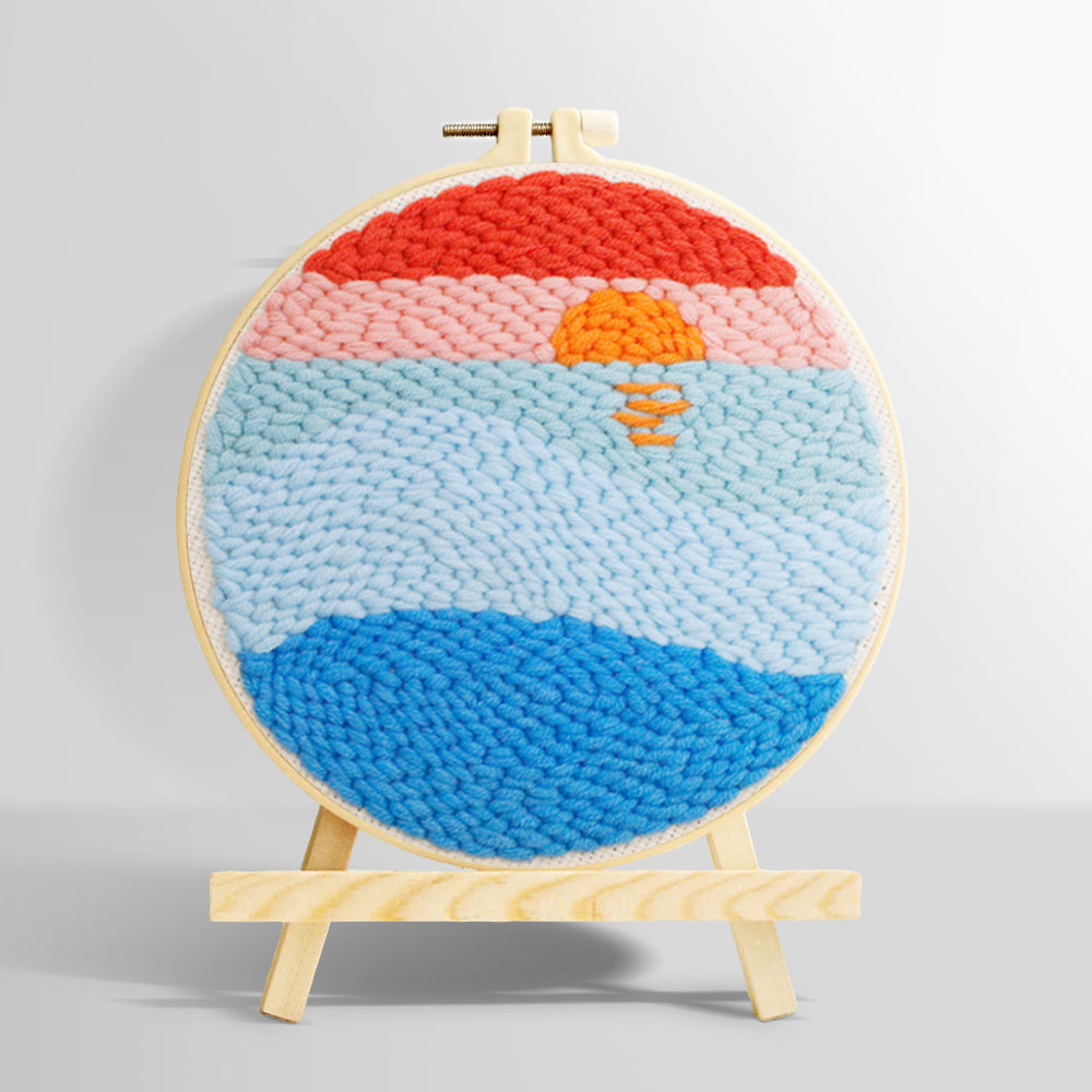 Sunrise over ocean punch needle kit for beginners