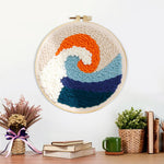 Finished sunrise waves artwork displayed on a wall
