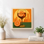 Finished sunset city cocktail artwork displayed on a wall