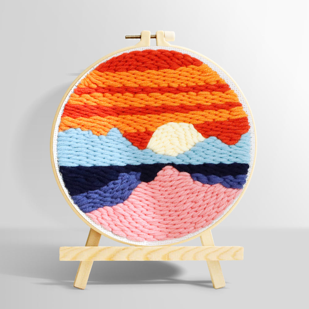 Sunset over ocean punch needle kit for beginners