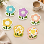 Sweet and fluffy flowers punch needle coasters used for home decoration