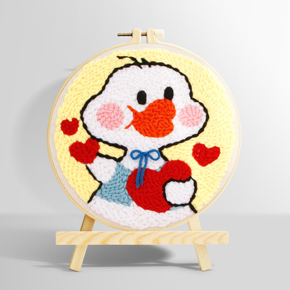 Sweet duck in love punch needle kit for beginners