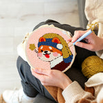 Creating handmade sweet funny dog punch needle artwork