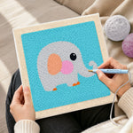 Creating handmade sweet grey elephant punch needle artwork