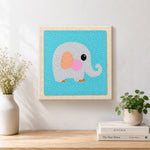 Finished sweet grey elephant artwork displayed on a wall
