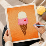Creating handmade sweet ice cream cone punch needle artwork