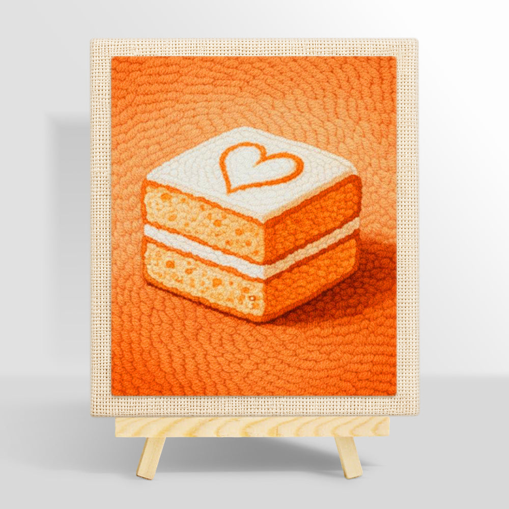 Sweet layered cake with heart punch needle kit for beginners
