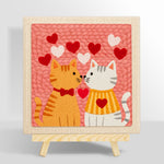 Sweet nose-to-nose cat couple punch needle kit for beginners