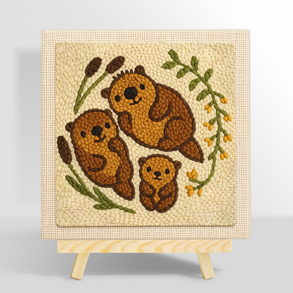 Sweet otter family punch needle kit for beginners