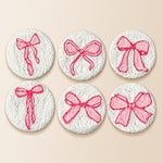 Sweet pink ribbon punch needle coaster kit finished handmade coasters