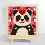 Sweet red heart panda punch needle kit for beginners