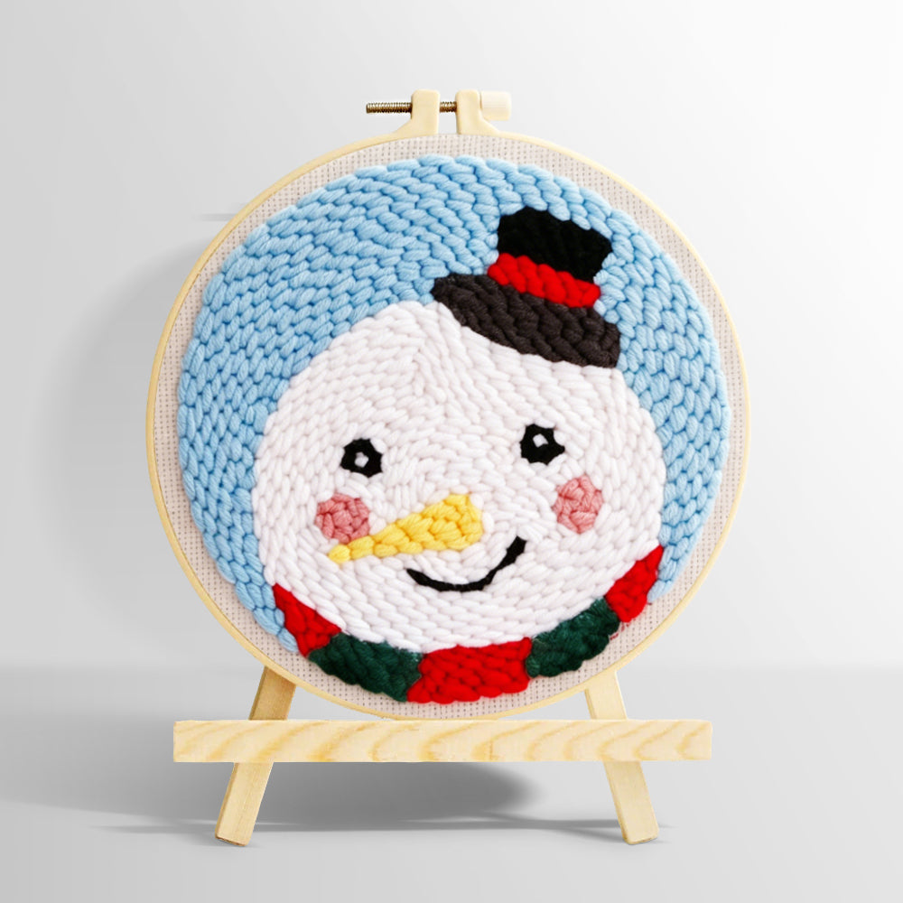 Sweet snowman with top hat punch needle kit for beginners