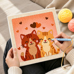 Creating handmade sweet snuggling cat couple punch needle artwork