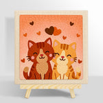 Sweet snuggling cat couple punch needle kit for beginners