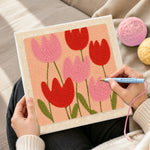 Creating handmade sweet tulip flowers punch needle artwork