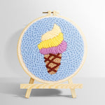 Swirly yellow and purple ice cream punch needle kit for beginners