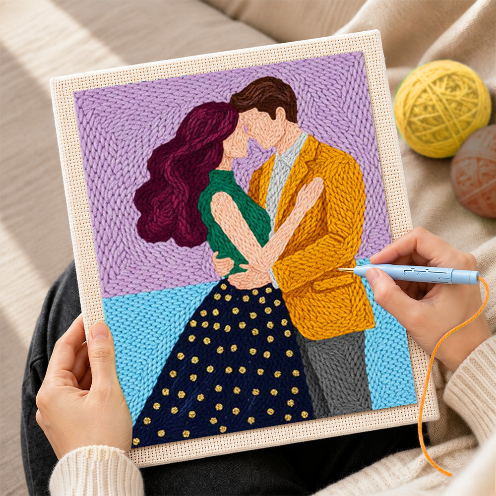 Creating handmade tender embrace punch needle artwork