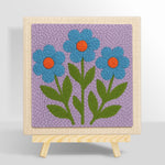 Three blue flowers punch needle kit for beginners