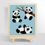 Three playful pandas punch needle kit for beginners