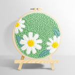 Three pure white daisies punch needle kit for beginners