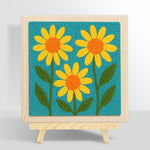 Three simple yellow sunflowers punch needle kit for beginners